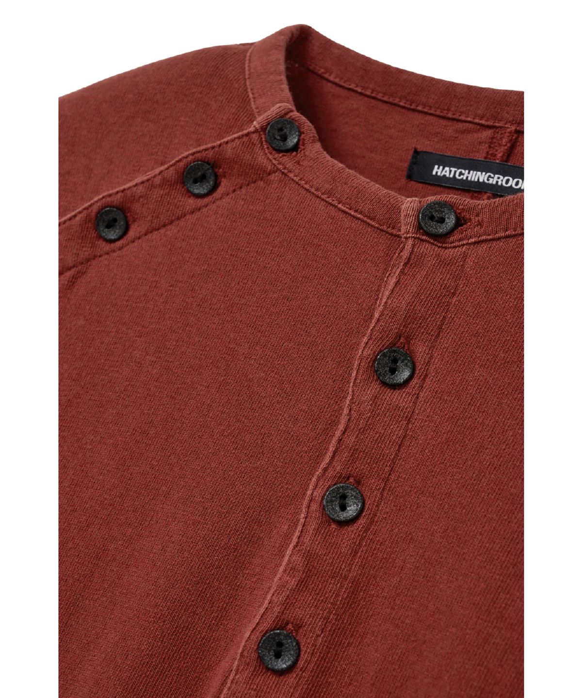 해칭룸(HATCHINGROOM) Double Henley Neck Tee Bleached Red