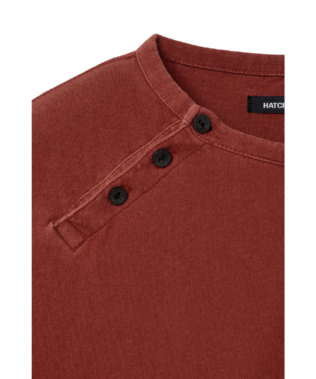 해칭룸(HATCHINGROOM) Double Henley Neck Tee Bleached Red
