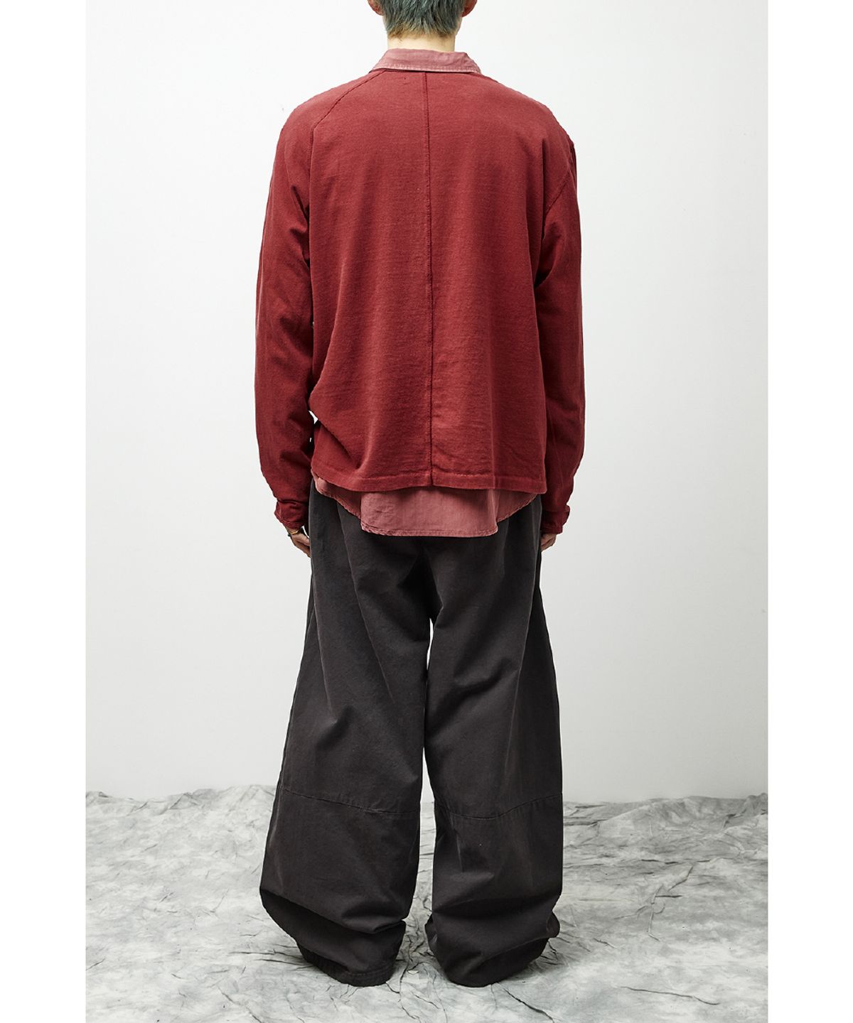 해칭룸(HATCHINGROOM) Double Henley Neck Tee Bleached Red