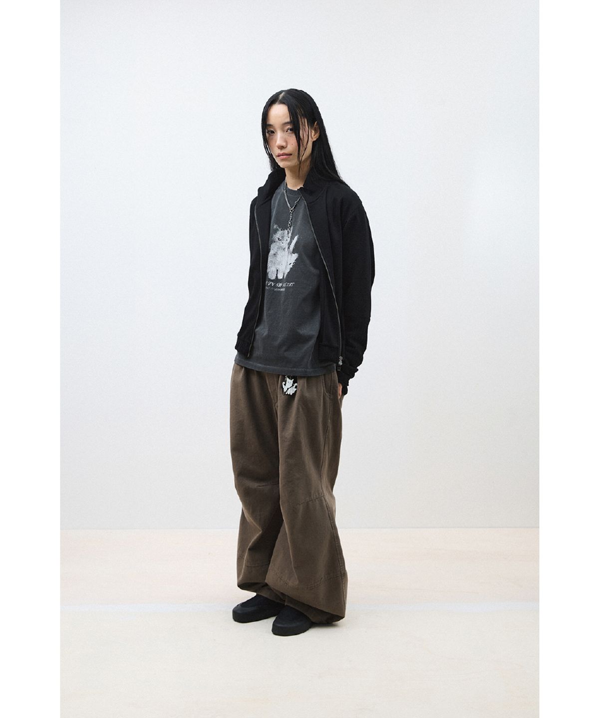 해칭룸(HATCHINGROOM) Double Sleeve Track Cardigan Black
