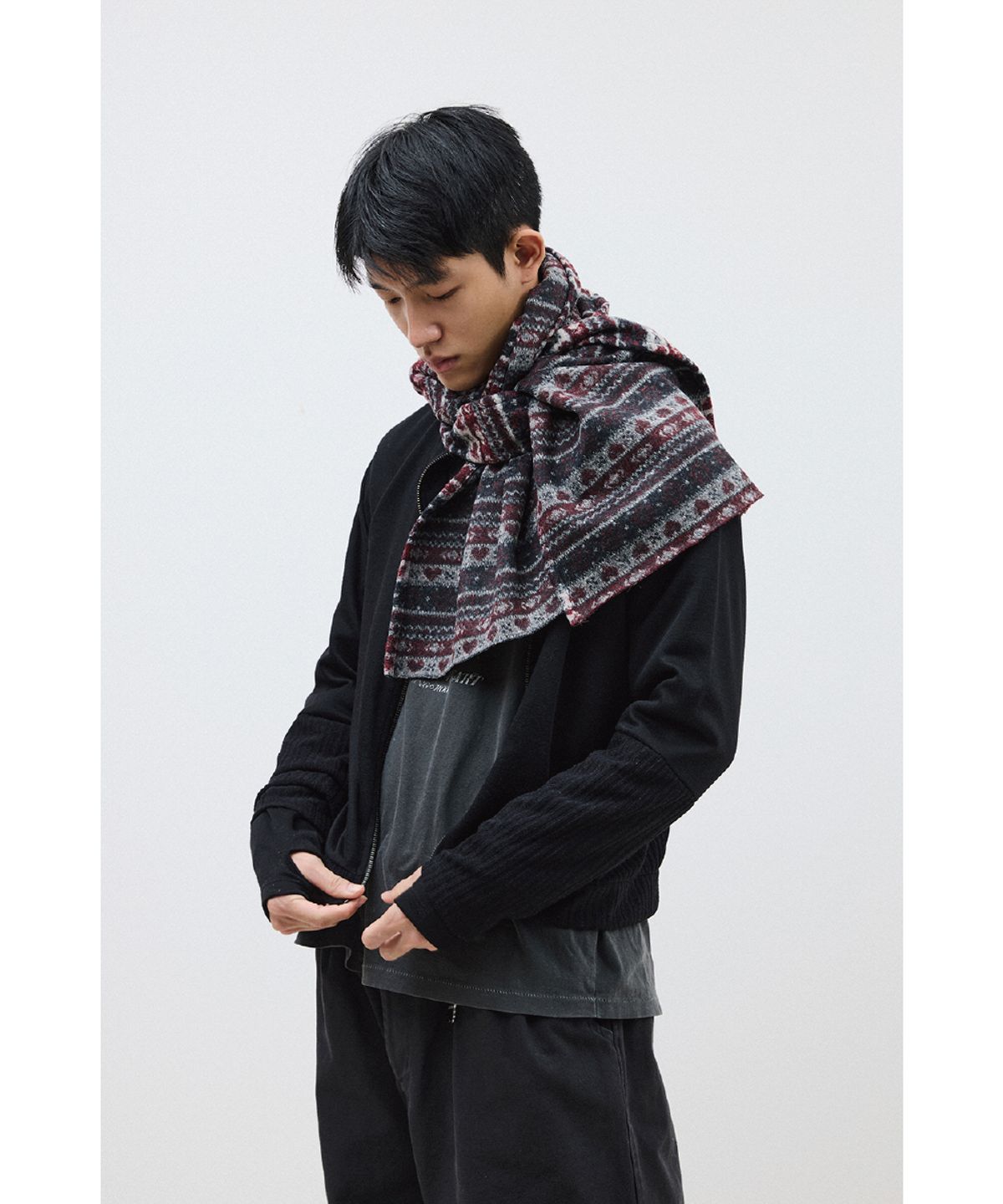 해칭룸(HATCHINGROOM) Double Sleeve Track Cardigan Black
