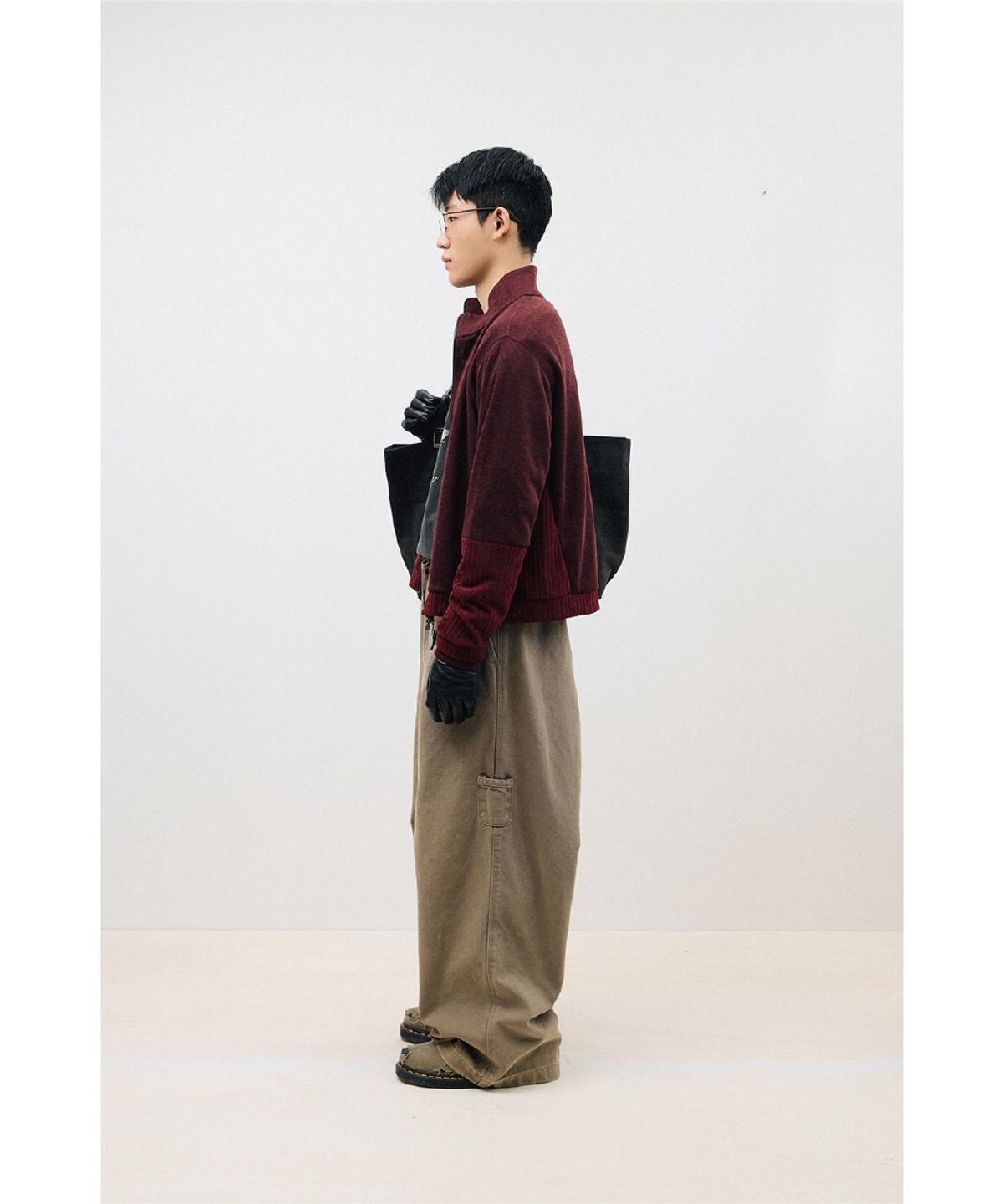 해칭룸(HATCHINGROOM) Double Sleeve Track Cardigan Dark Red