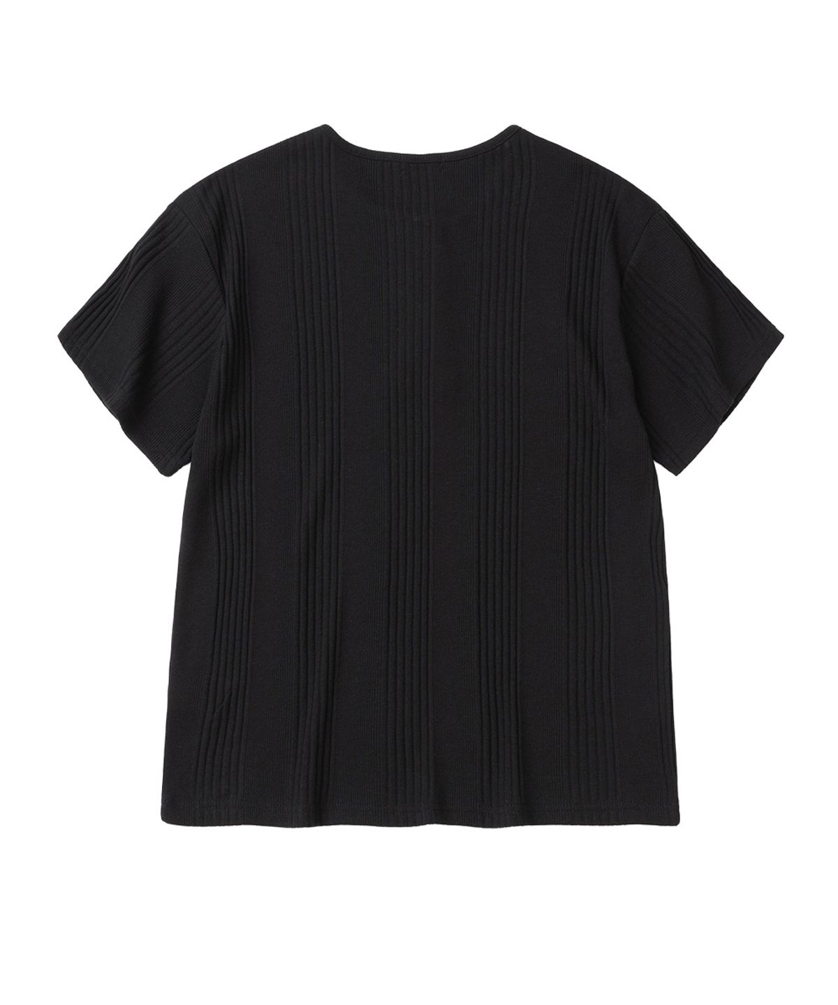 엑스오엑스(XOX) 리브드 헨리넥 반팔 티셔츠[BLACK]