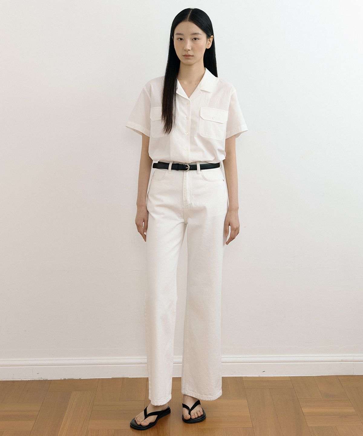 링서울(LINGSEOUL) open collar half shirts-ivory