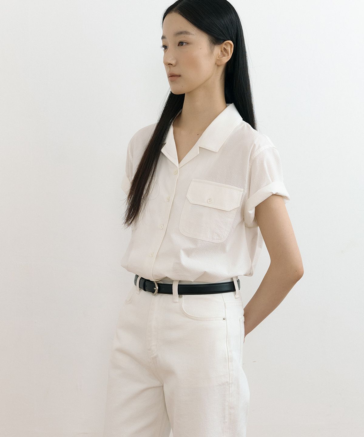 링서울(LINGSEOUL) open collar half shirts-ivory