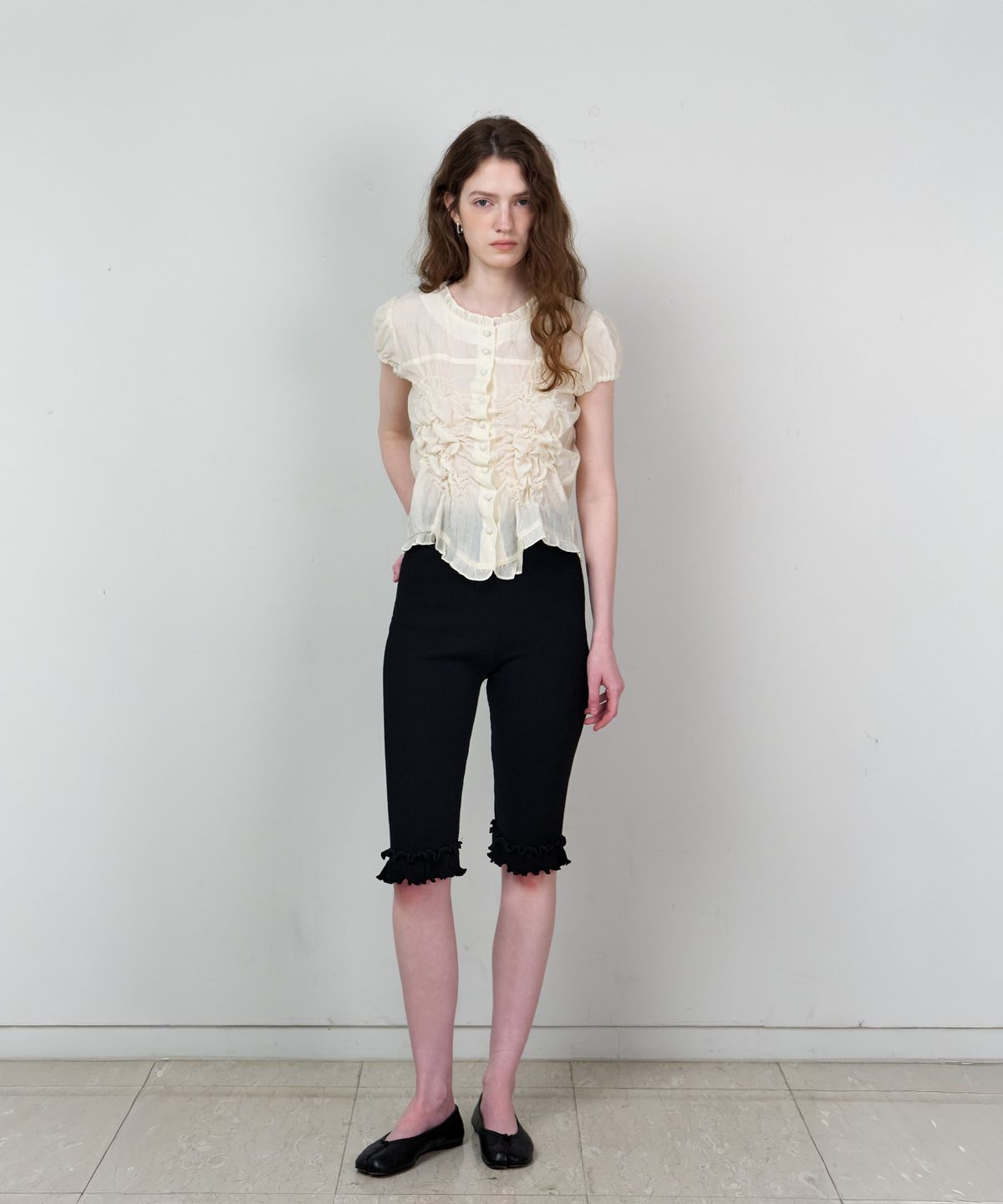 스르비(SELEVER) Frill Banding Capri Pants_2 Color
