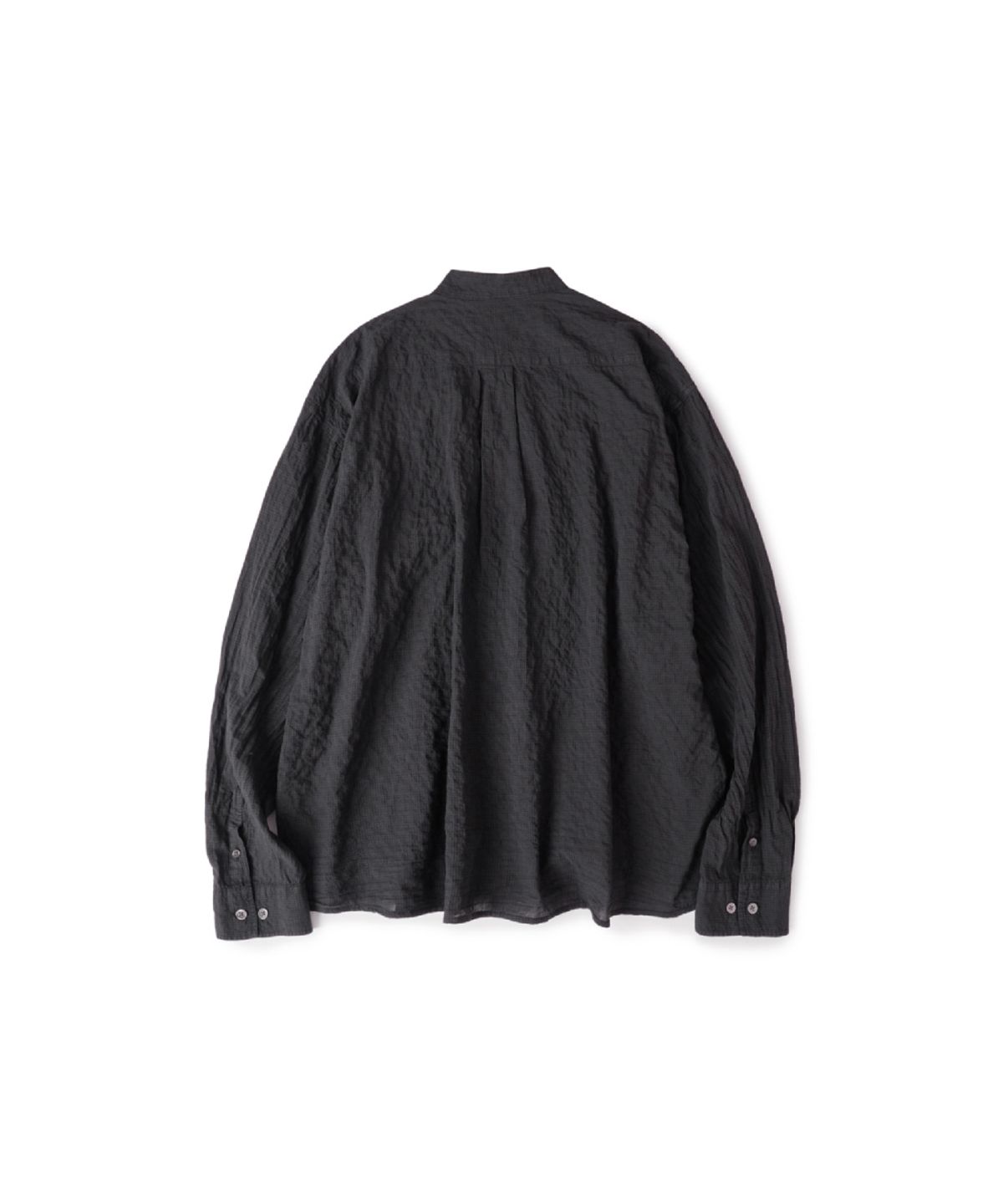 해칭룸(HATCHINGROOM) Band Collar Shirt Pin Check Dyed Charcoal
