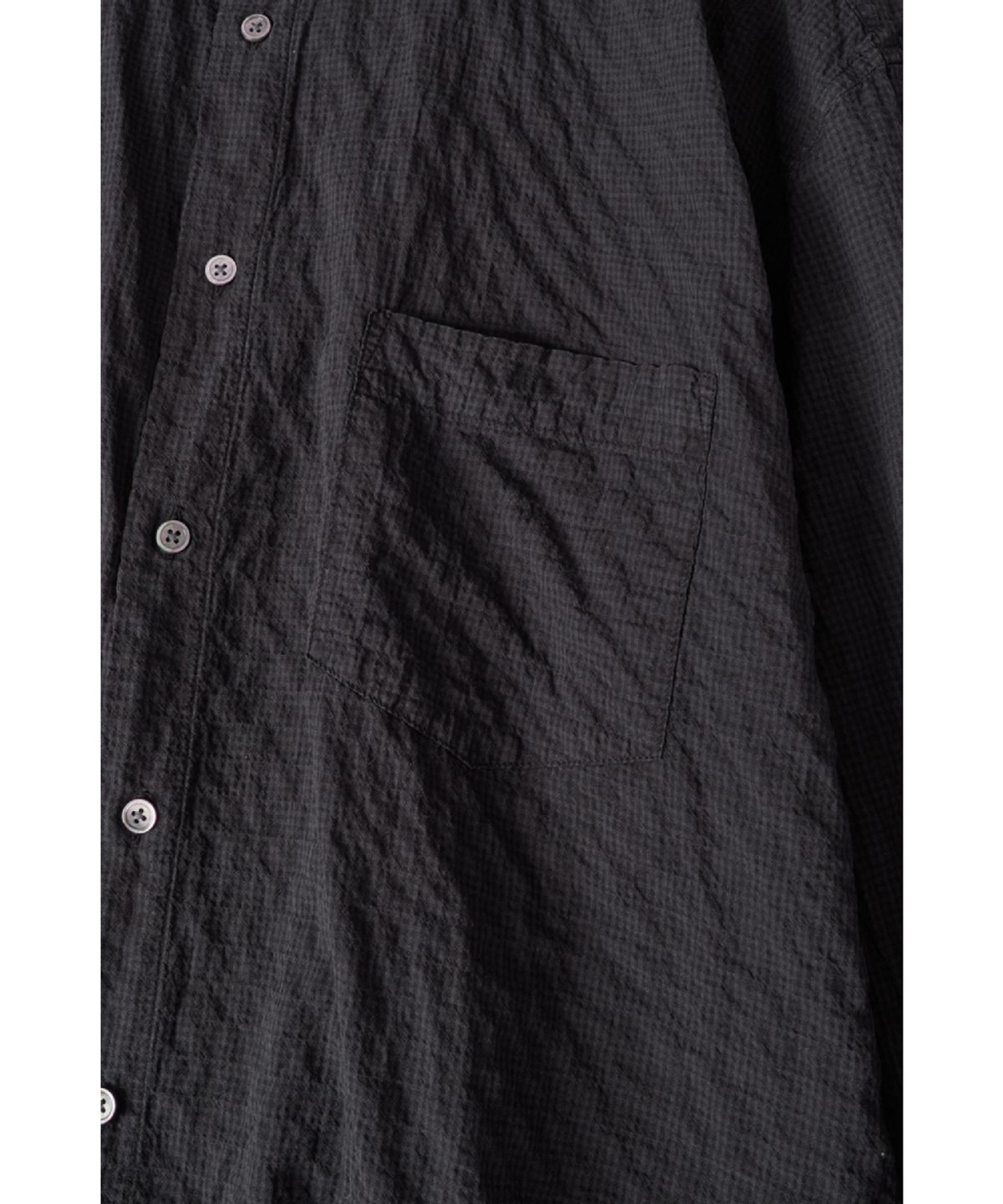 해칭룸(HATCHINGROOM) Band Collar Shirt Pin Check Dyed Charcoal