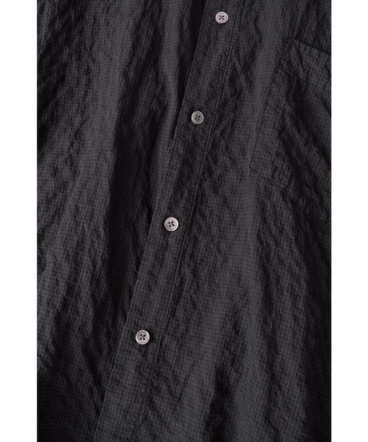 해칭룸(HATCHINGROOM) Band Collar Shirt Pin Check Dyed Charcoal