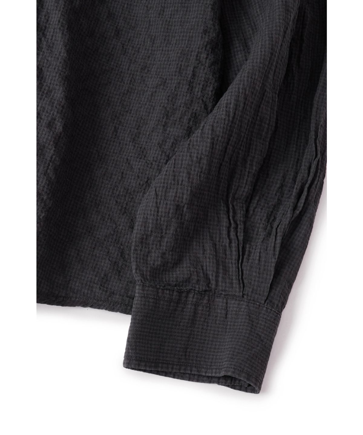 해칭룸(HATCHINGROOM) Band Collar Shirt Pin Check Dyed Charcoal