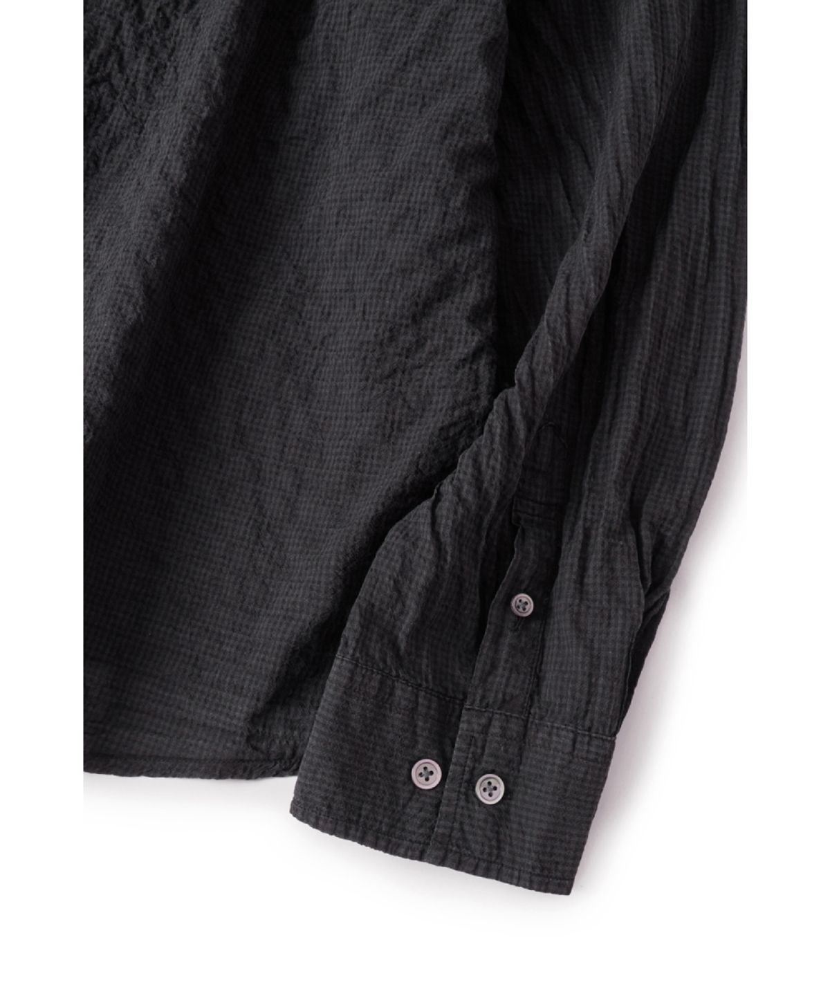 해칭룸(HATCHINGROOM) Band Collar Shirt Pin Check Dyed Charcoal