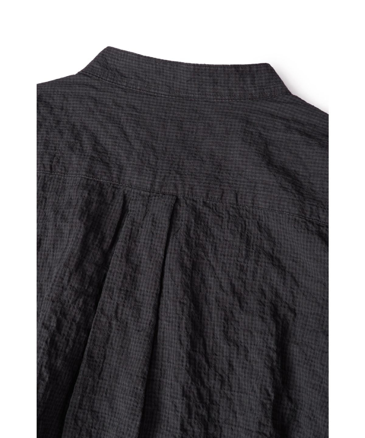 해칭룸(HATCHINGROOM) Band Collar Shirt Pin Check Dyed Charcoal