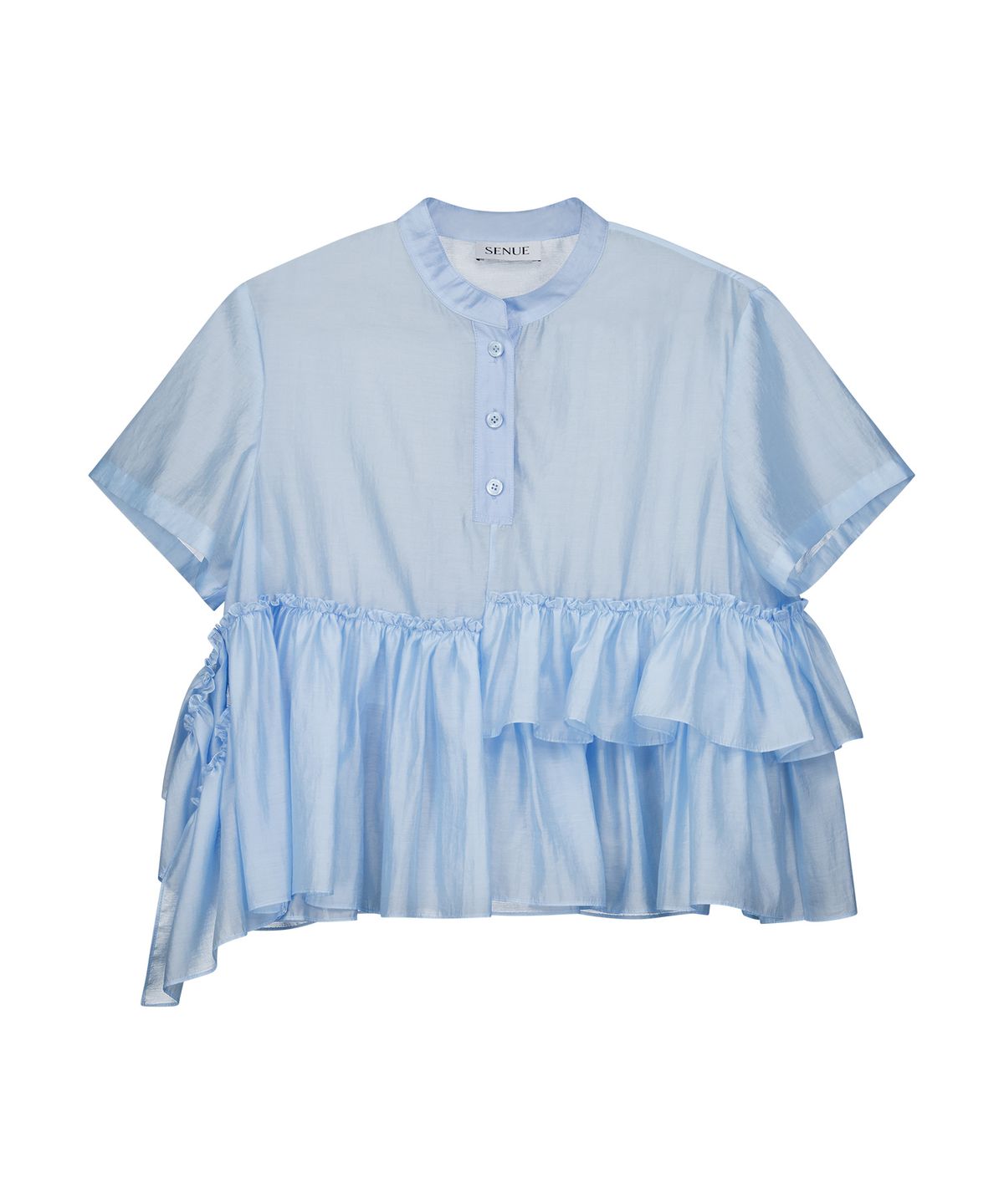 센뉴(SENUE) Unbalanced Shirring Shirt (SKYBLUE)