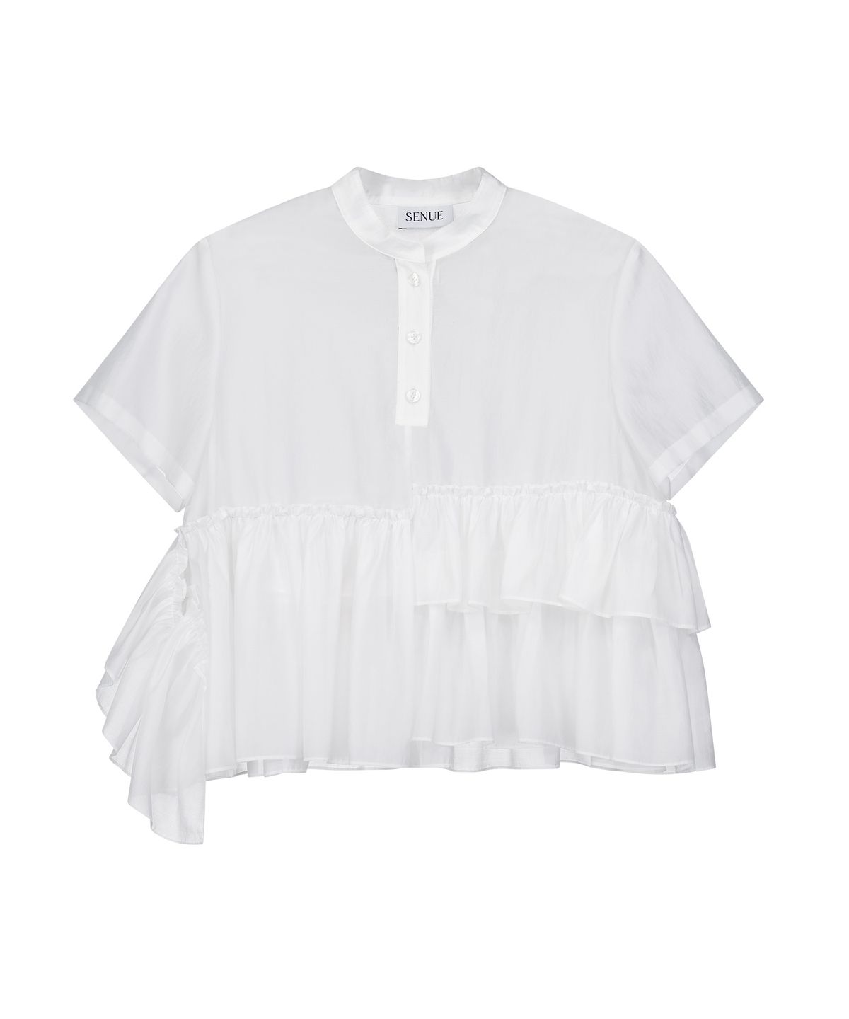센뉴(SENUE) Unbalanced Shirring Shirt (WHITE)
