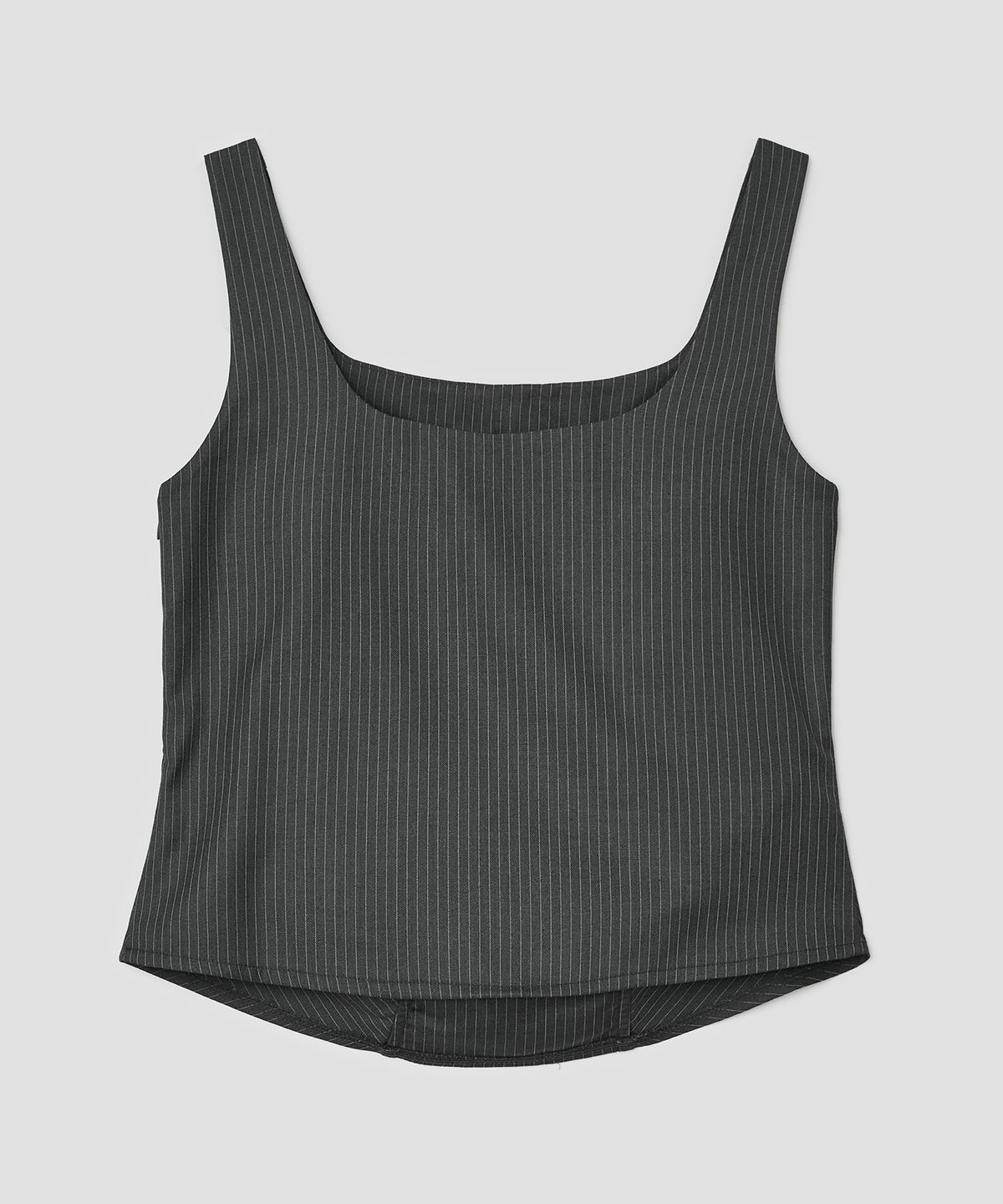 타입서비스(TYPESERVICE) Striped Ruched Zip Tank [Charcoal]