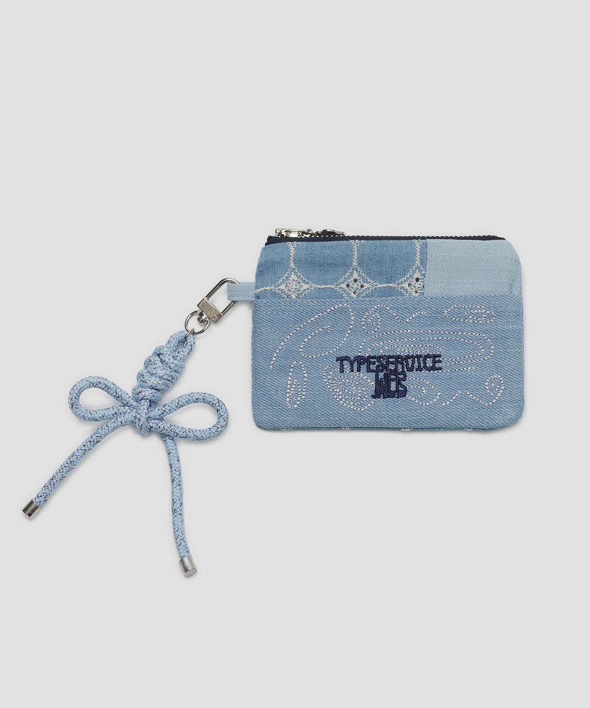 타입서비스(TYPESERVICE) Embroidered Patch Denim Wallet [Blue]