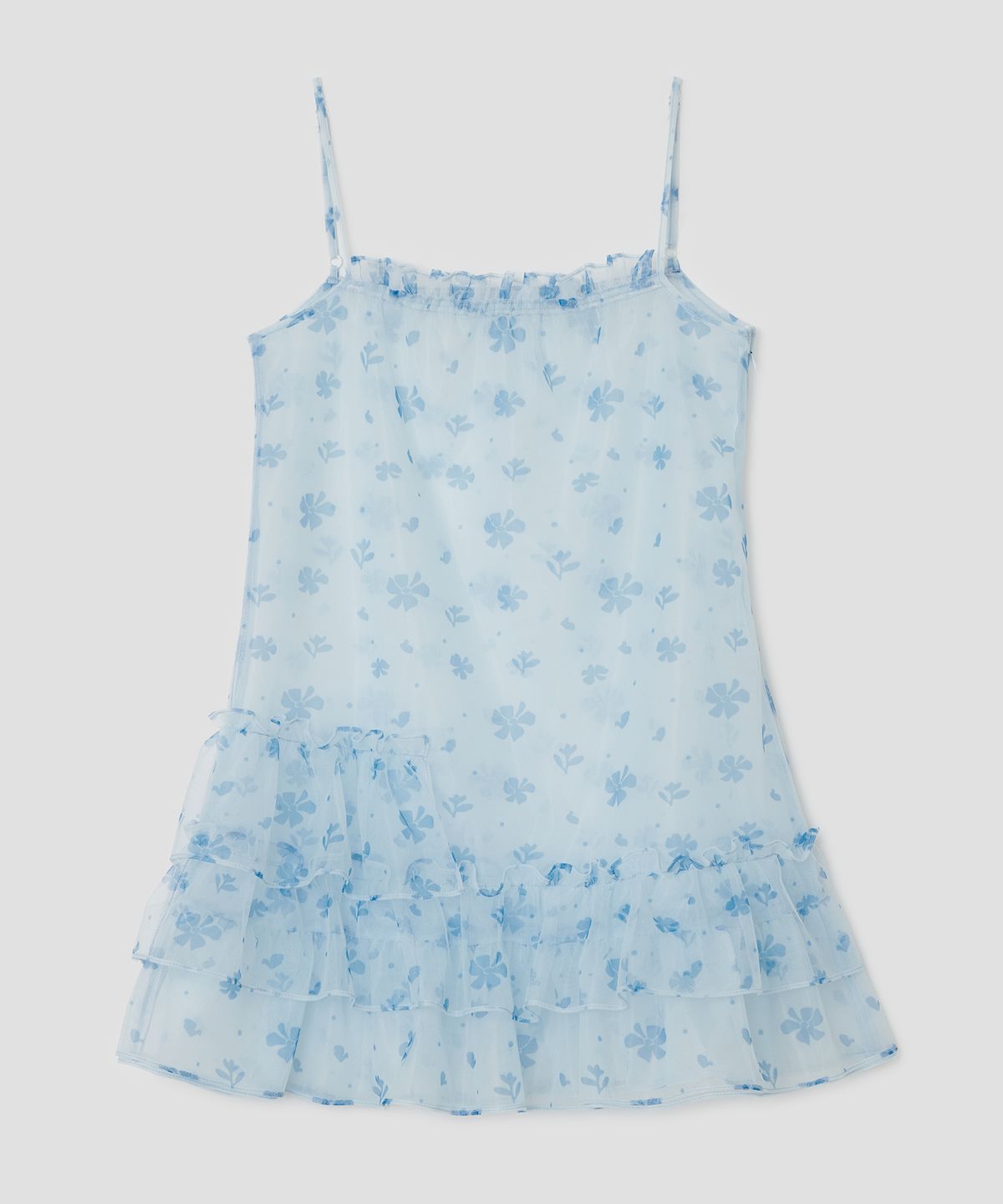 타입서비스(TYPESERVICE) Mesh Ruffled Layered Dress [Blue]