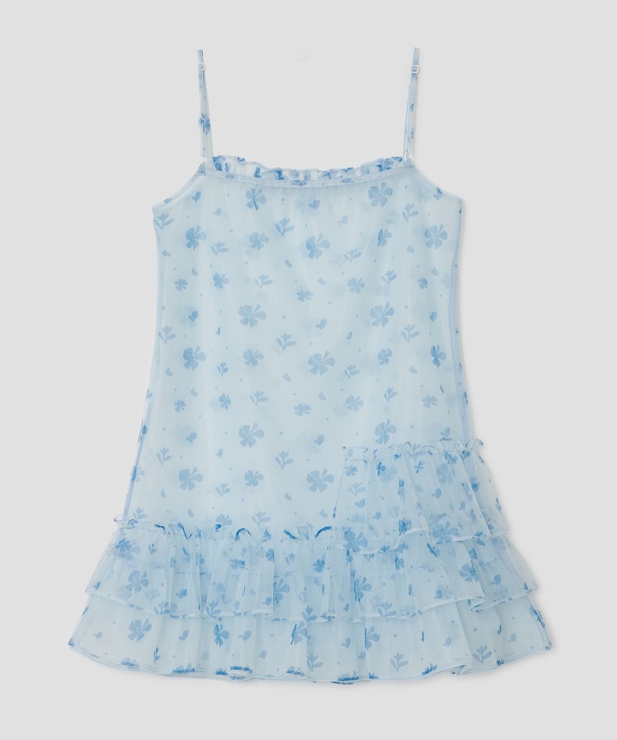 타입서비스(TYPESERVICE) Mesh Ruffled Layered Dress [Blue]