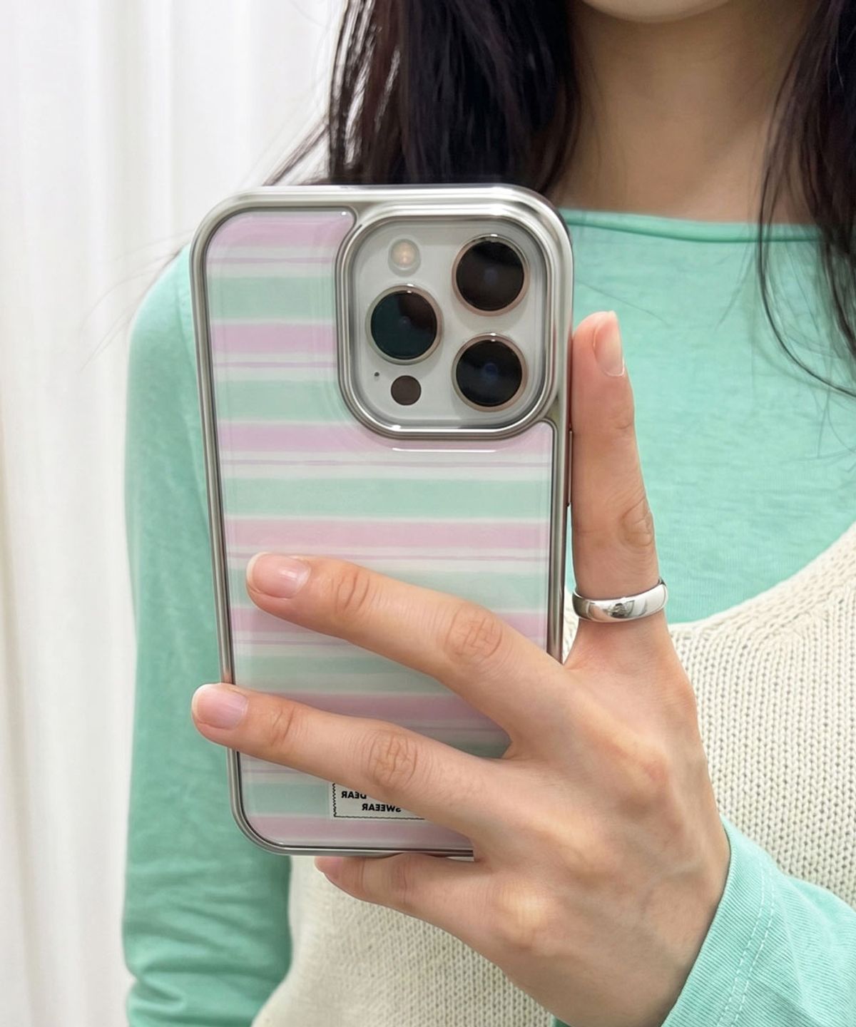 스위어(SWEEAR) CLOUD STRIPE CASE (PINK&MINT)