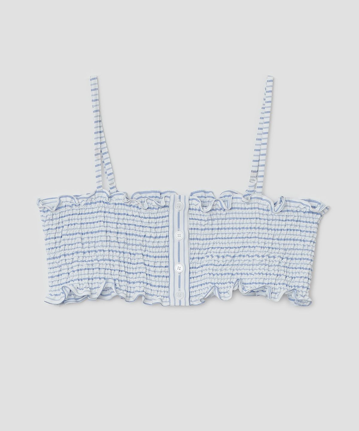 타입서비스(TYPESERVICE) Buttoned Smocked Strap Top [Blue]