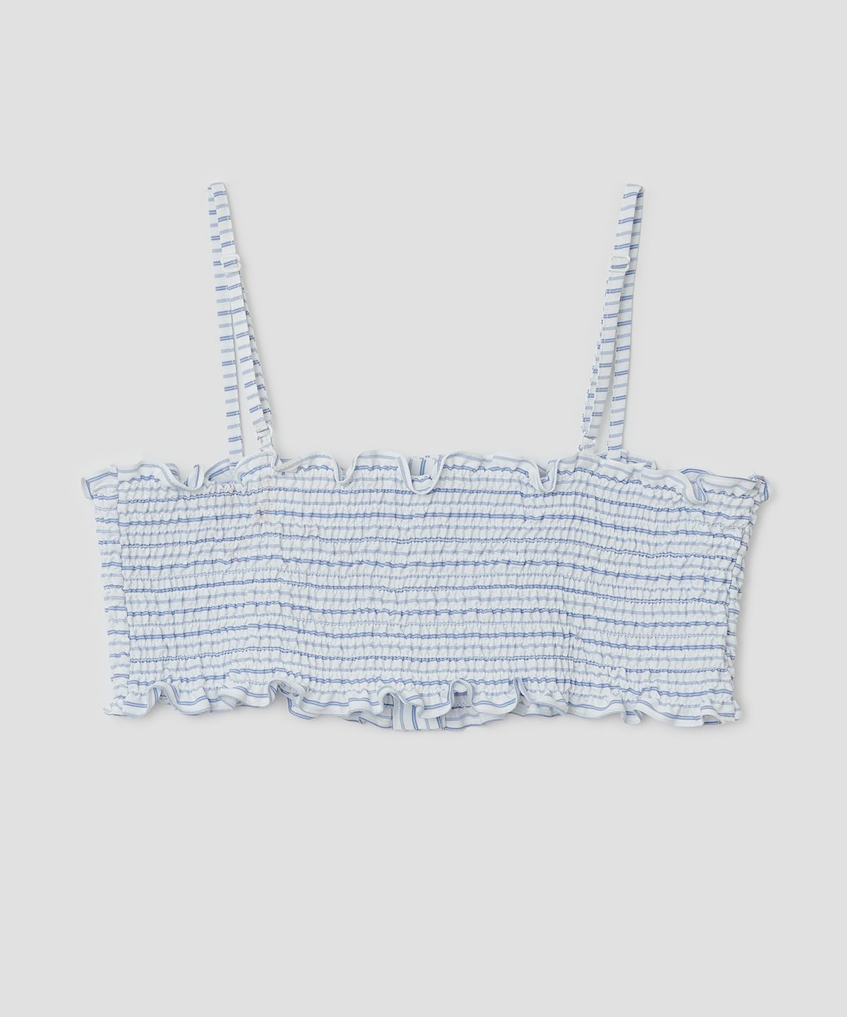 타입서비스(TYPESERVICE) Buttoned Smocked Strap Top [Blue]
