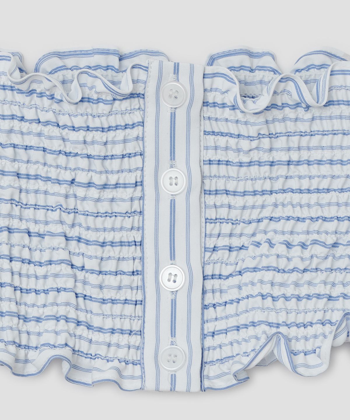 타입서비스(TYPESERVICE) Buttoned Smocked Strap Top [Blue]