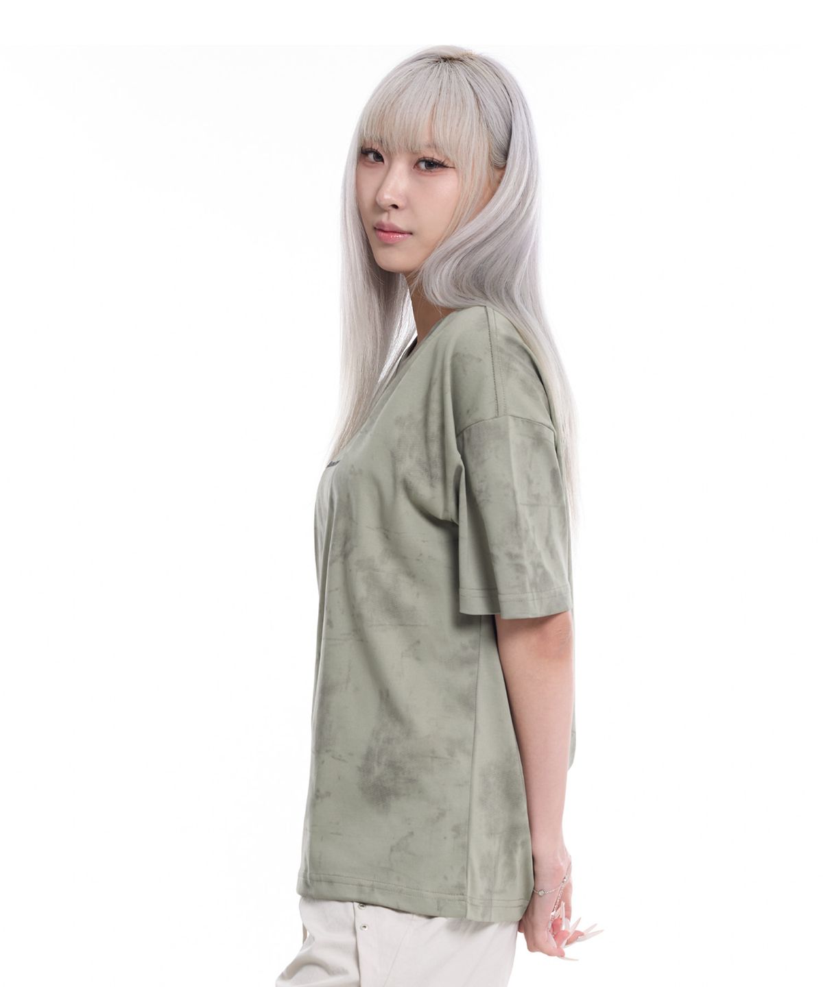 크림소다랩(CREAM SODA LAB) 뎁스 C 클럽 로고 워싱 반팔 티셔츠 카키