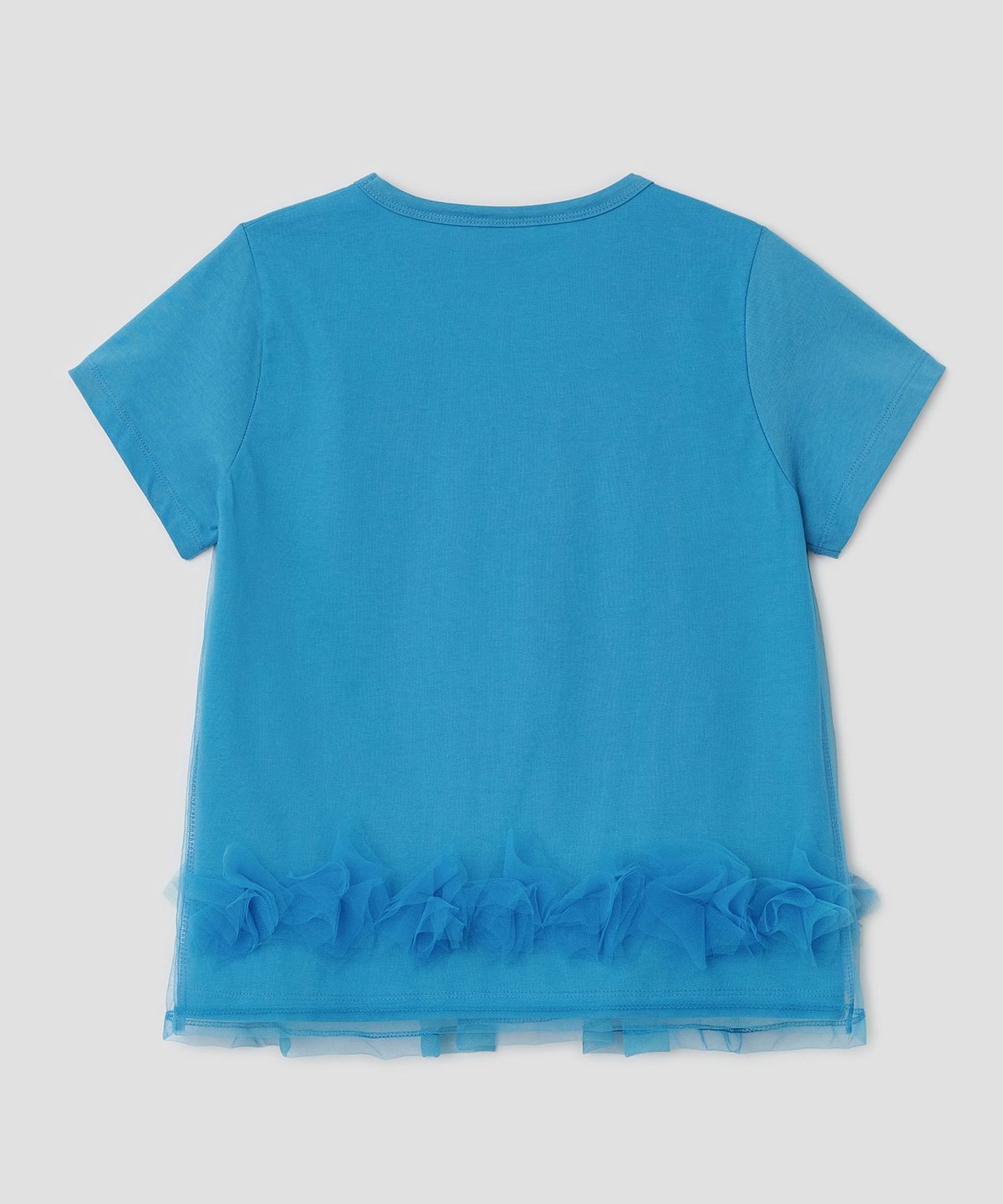 타입서비스(TYPESERVICE) Mesh Layered Shirring Ruffle Top [Blue]