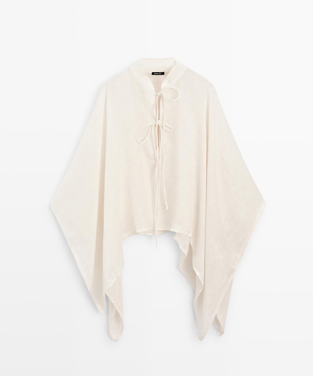 마시모두띠(MASSIMO DUTTI) 100% 린넨 스탠드 칼라 케이프