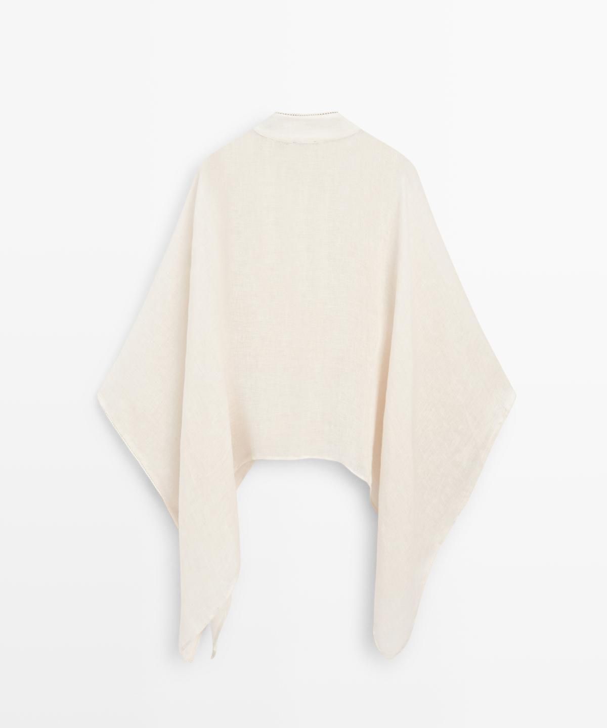 마시모두띠(MASSIMO DUTTI) 100% 린넨 스탠드 칼라 케이프