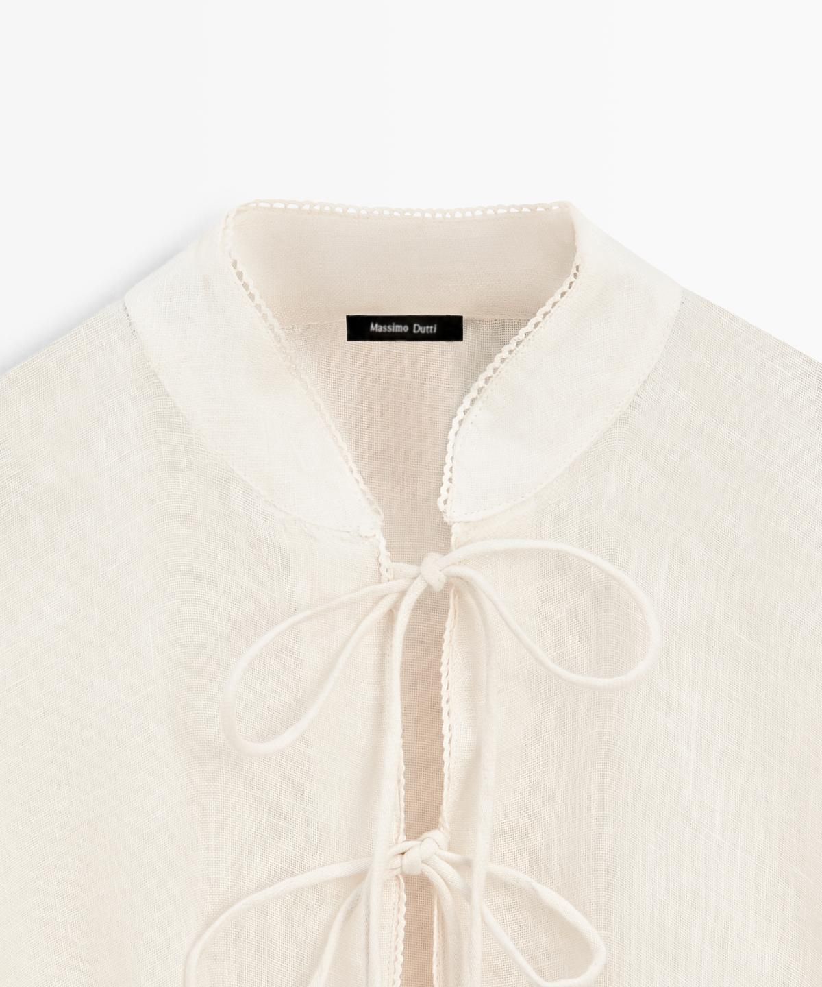 마시모두띠(MASSIMO DUTTI) 100% 린넨 스탠드 칼라 케이프