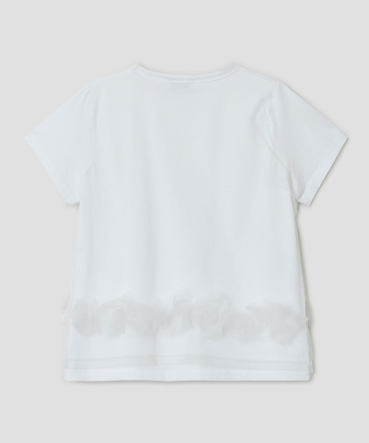 타입서비스(TYPESERVICE) Mesh Layered Shirring Ruffle Top [White]
