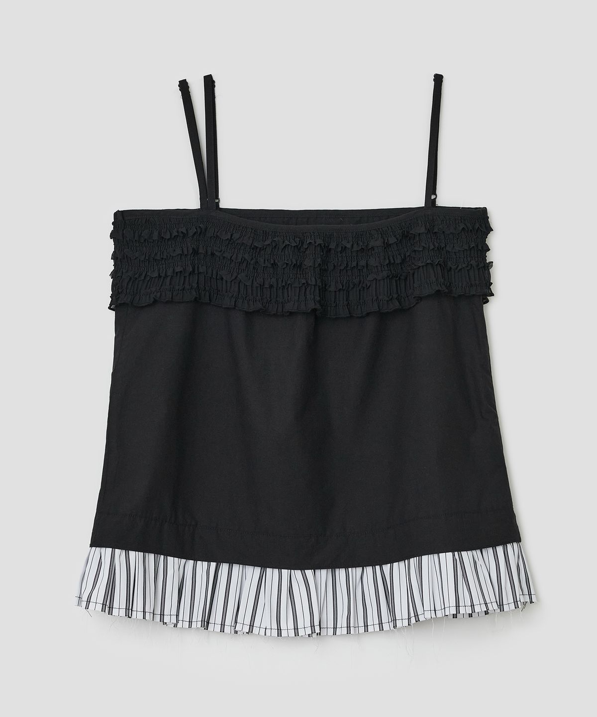 타입서비스(TYPESERVICE) Layered Ruffle Strap Top [Black]