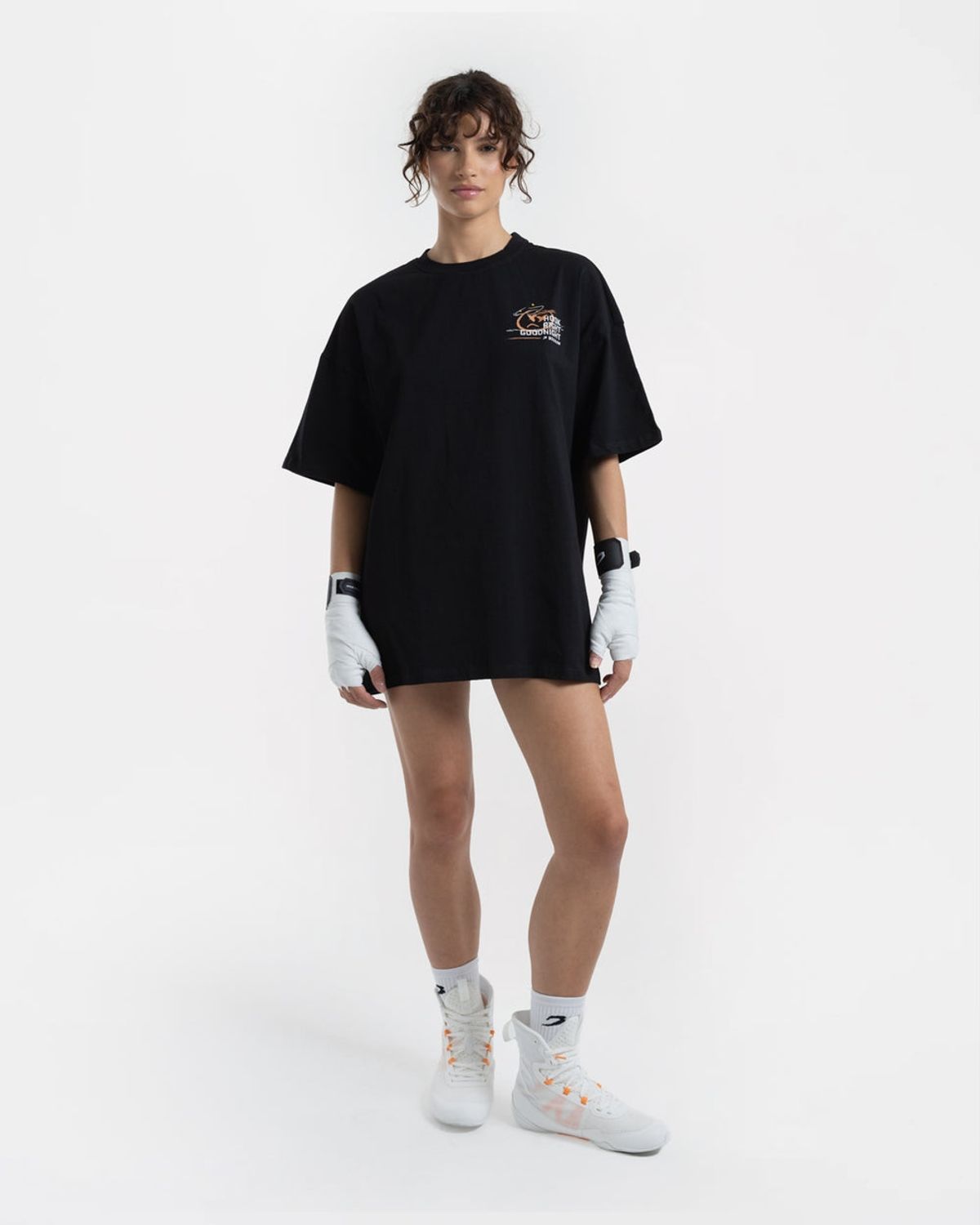 복스로(BOXRAW) Hook Right Goodnight 오버사이즈 티셔츠 - 여성 W BXRW-U-HRGT-W