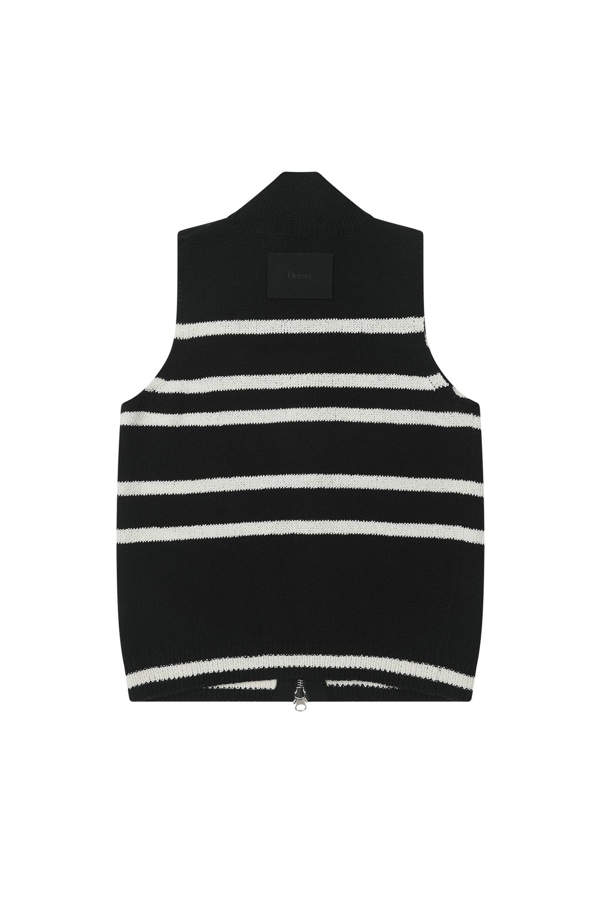 다이닛(DEINET) STRIPE KNIT VEST ZIP UP IN BLACK