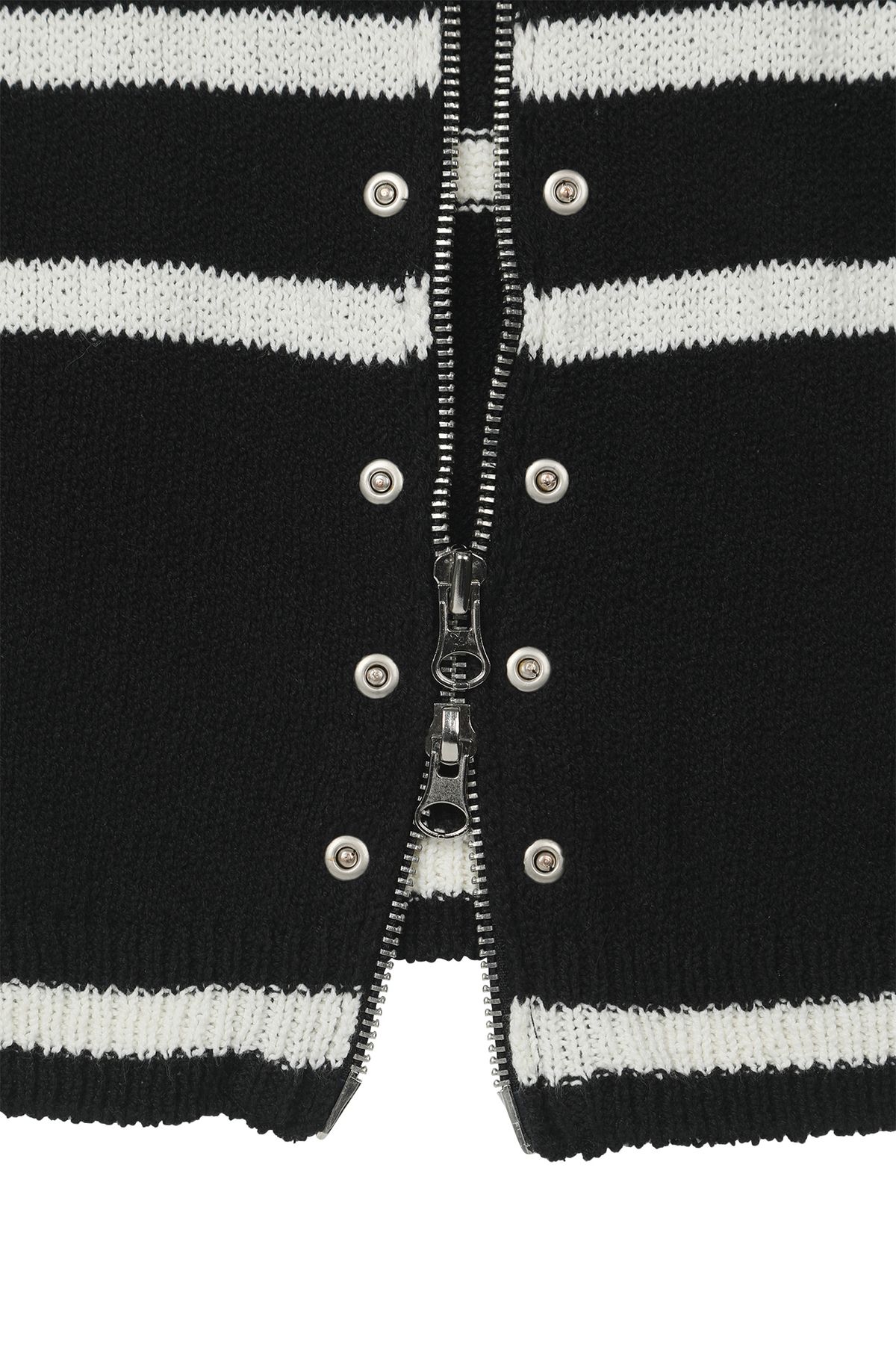 다이닛(DEINET) STRIPE KNIT VEST ZIP UP IN BLACK