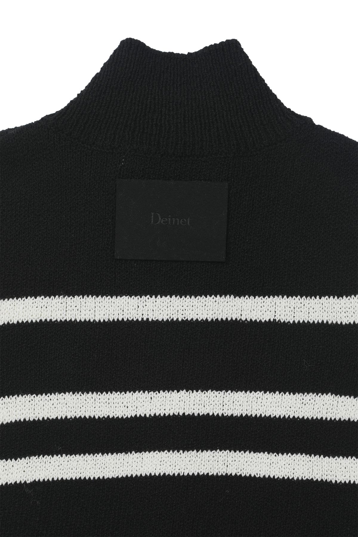 다이닛(DEINET) STRIPE KNIT VEST ZIP UP IN BLACK