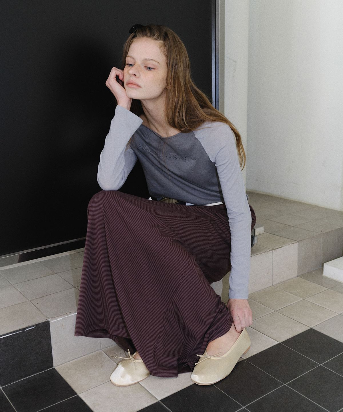 엔오르(EN OR) [CORE] COMFY MAXI SKIRT - PURPLE