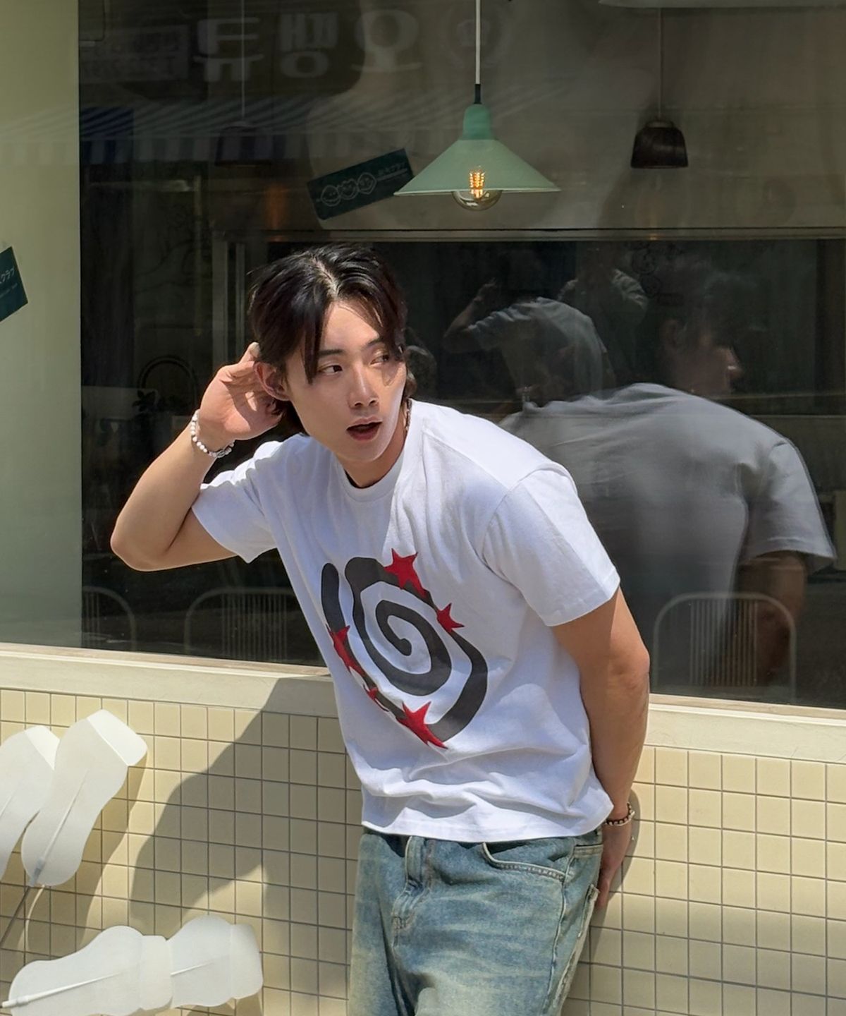 아모우(AMOU) Molly Star half  T-shirts WHITE