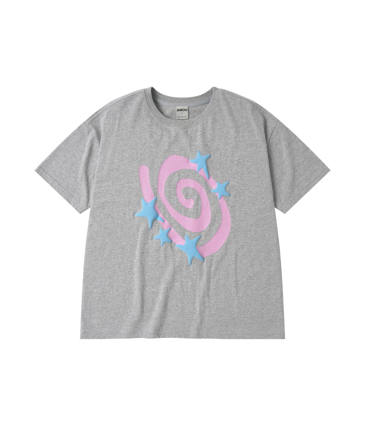 아모우(AMOU) Molly Star half  T-shirts GREY