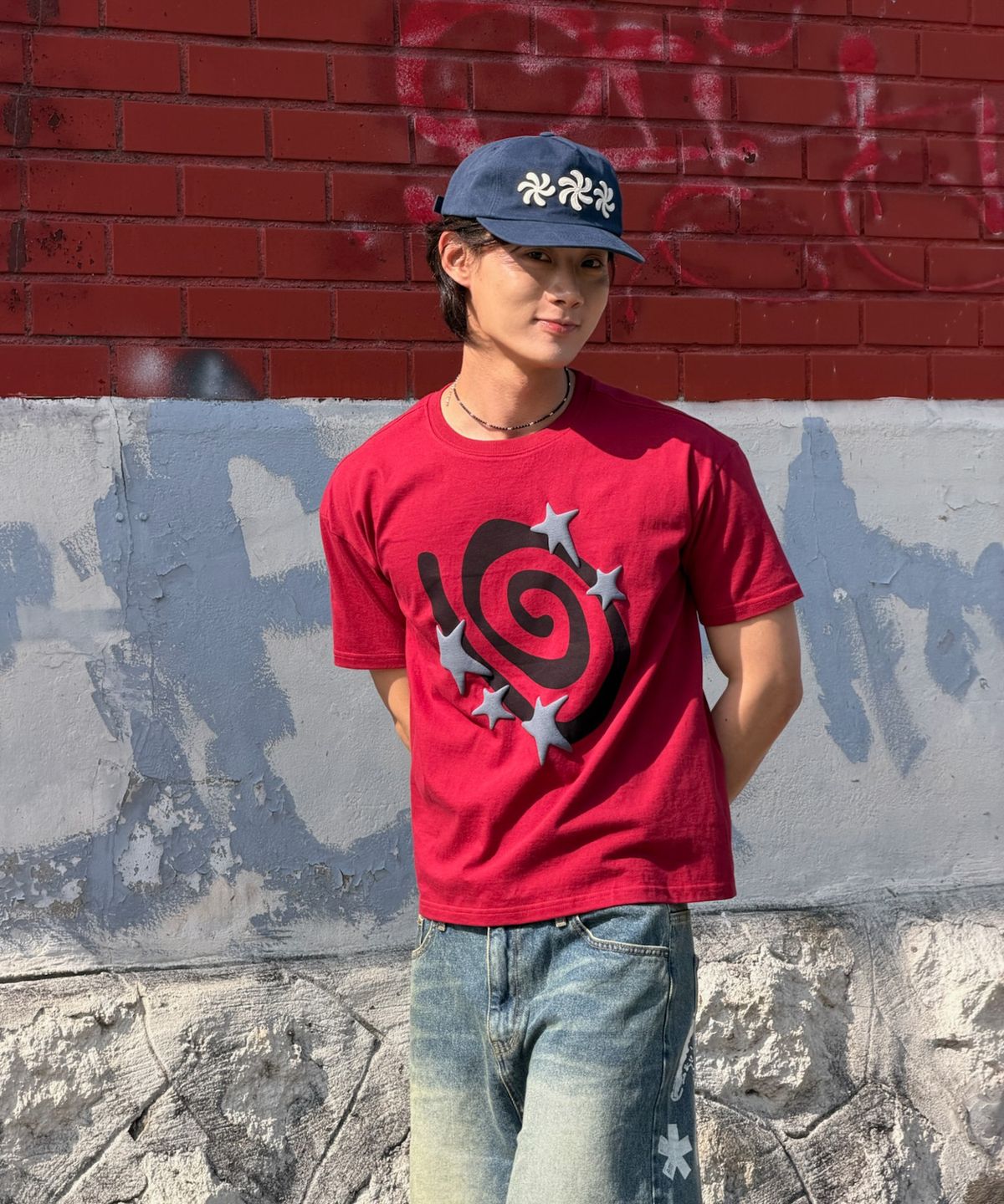 아모우(AMOU) Molly Star half  T-shirts RED