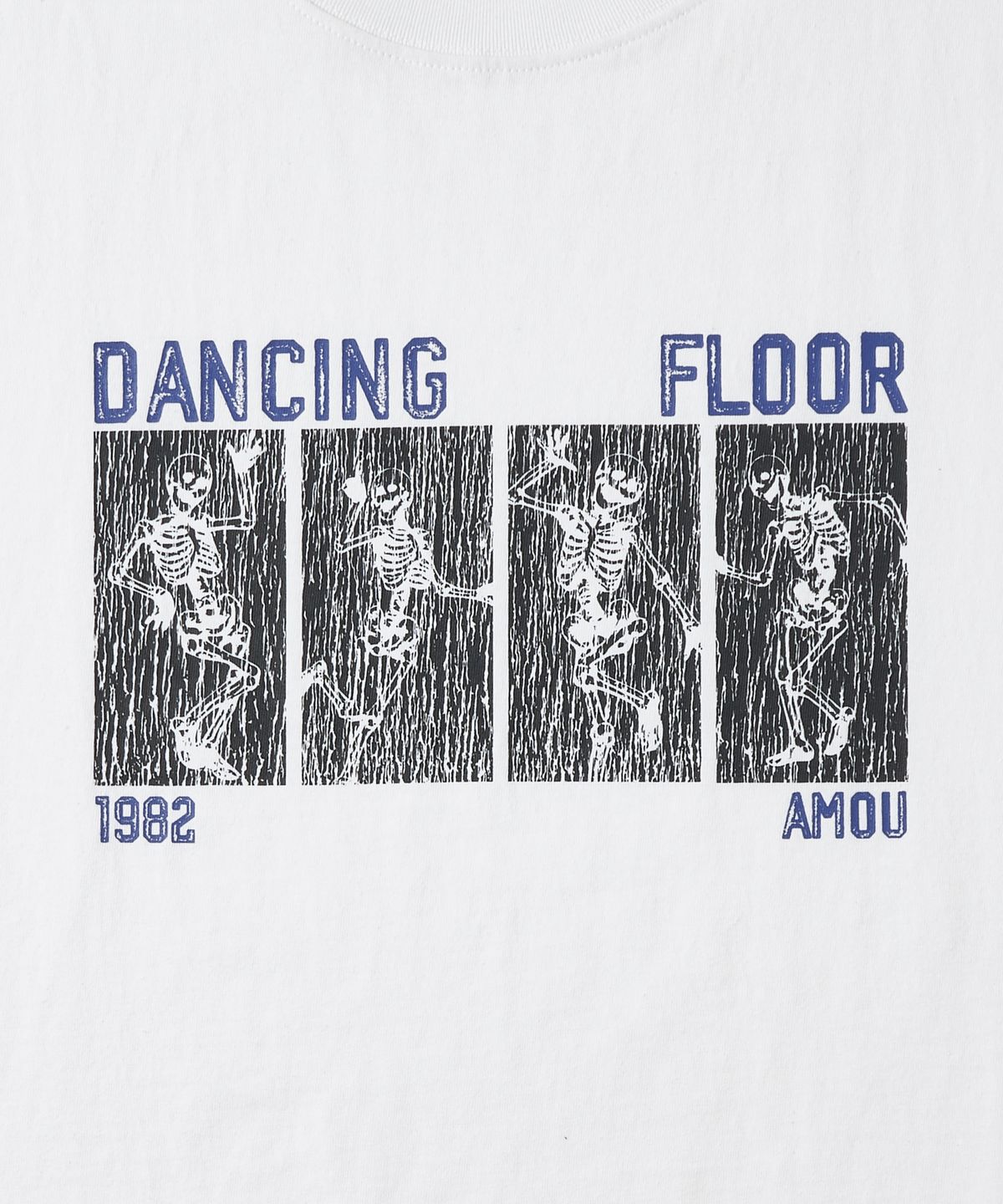 아모우(AMOU) Dancing Skull half  T-shirts WHITE