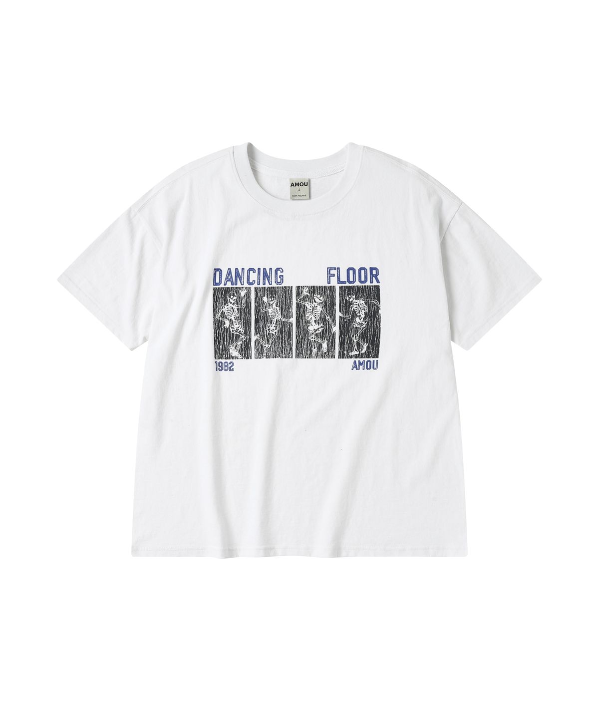 아모우(AMOU) Dancing Skull half  T-shirts WHITE