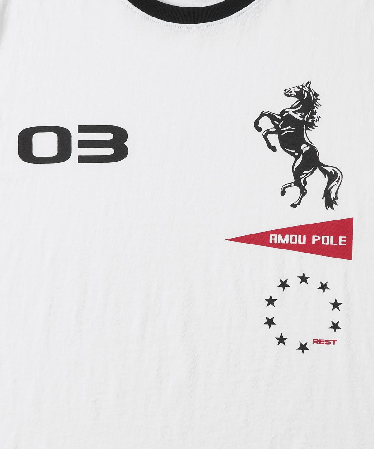 아모우(AMOU) Sporty Horse  Half T-shirts WHITE