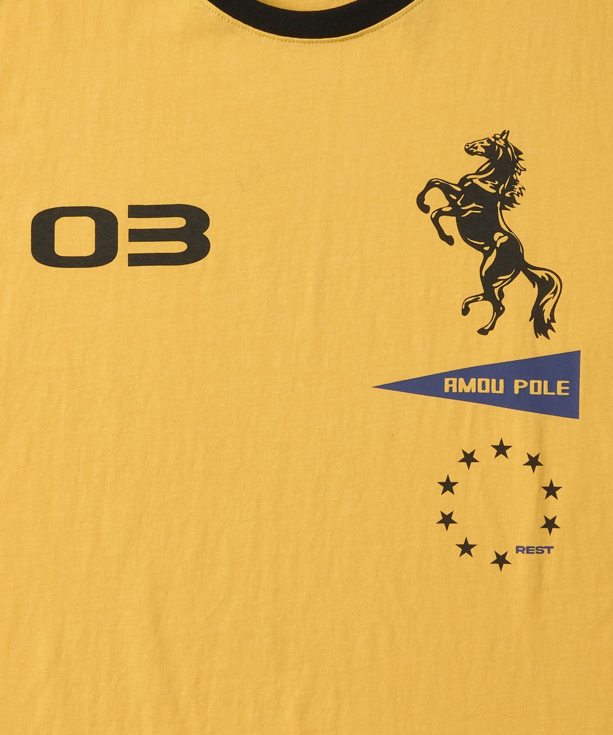 아모우(AMOU) Sporty Horse  Half T-shirts YELLOW