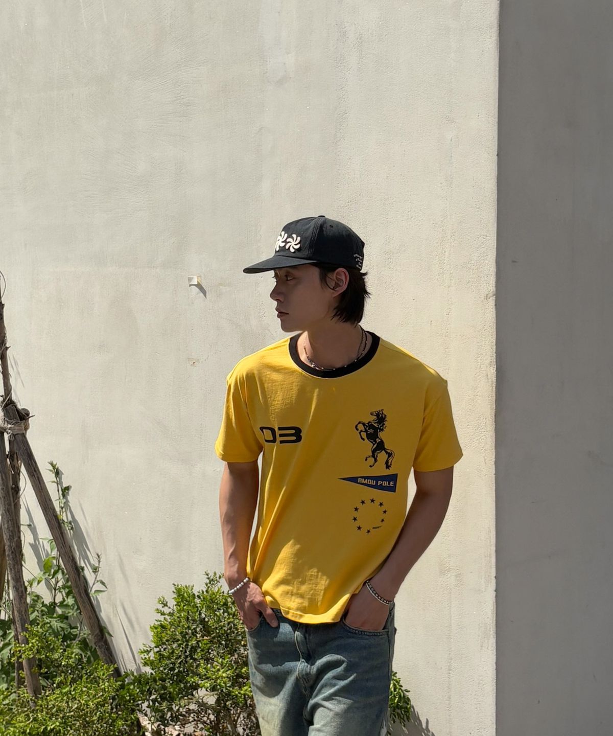 아모우(AMOU) Sporty Horse  Half T-shirts YELLOW