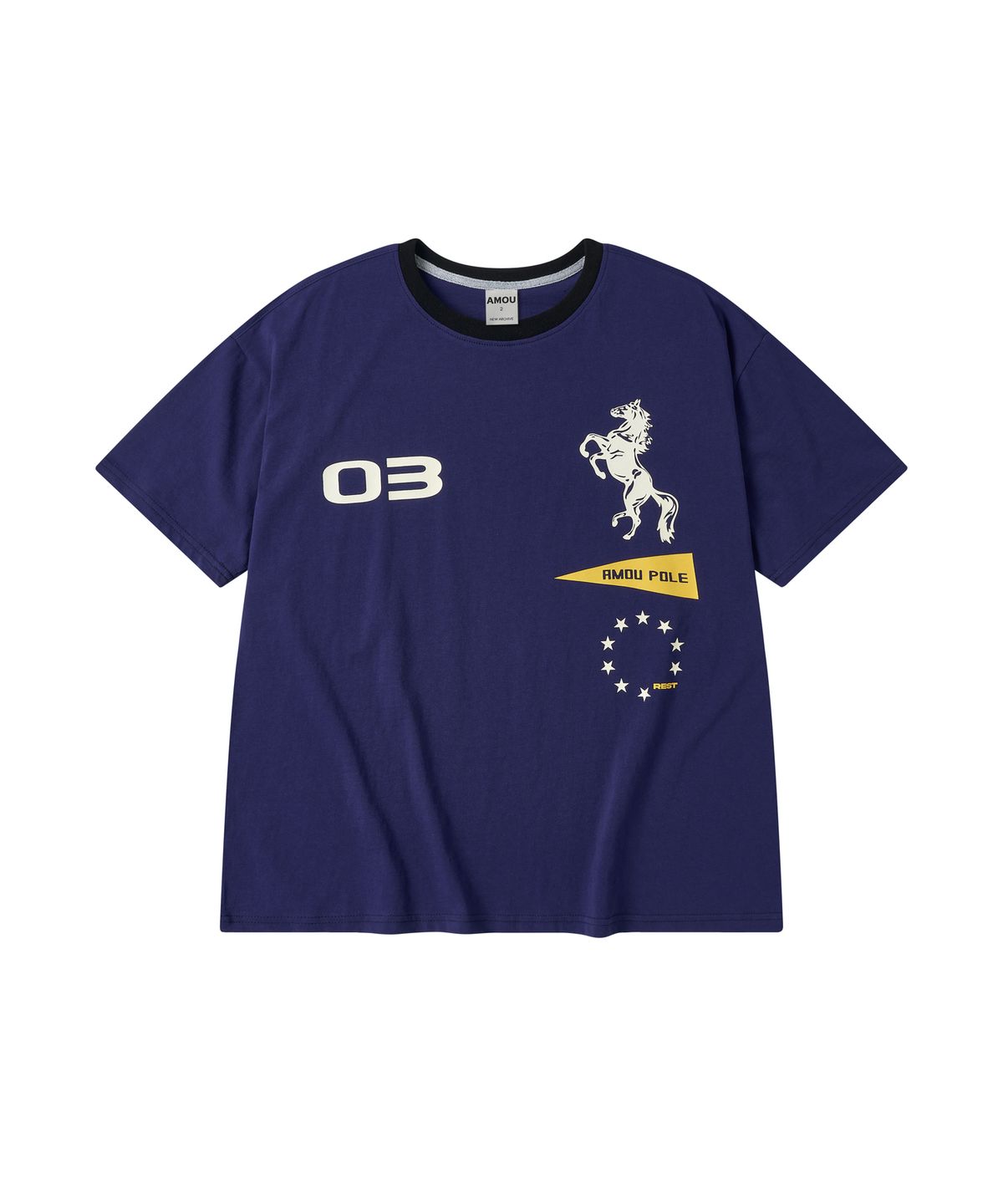 아모우(AMOU) Sporty Horse  Half T-shirts PURPLE