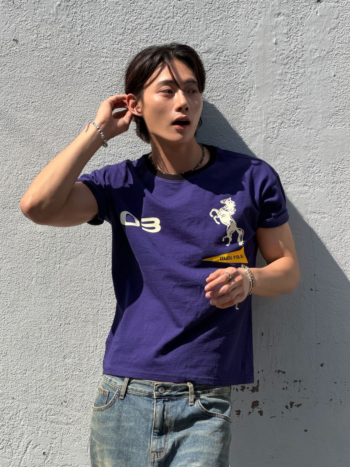 아모우(AMOU) Sporty Horse  Half T-shirts PURPLE