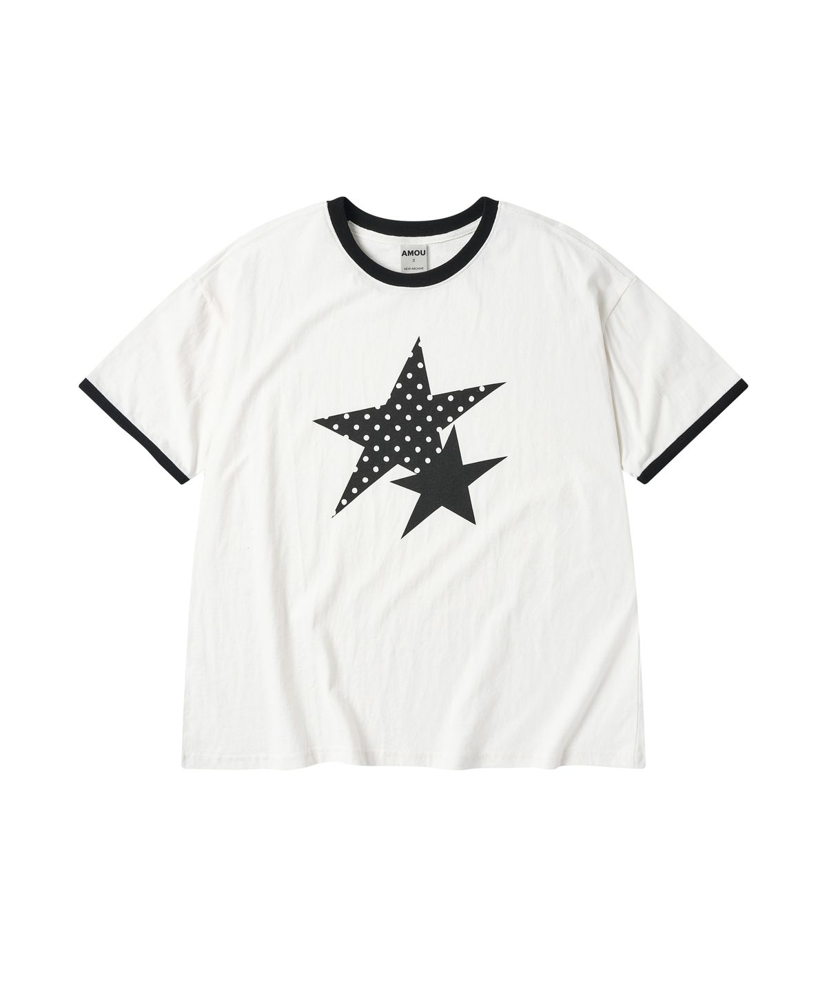 아모우(AMOU) Two Star Ringer T-shirts WHITE