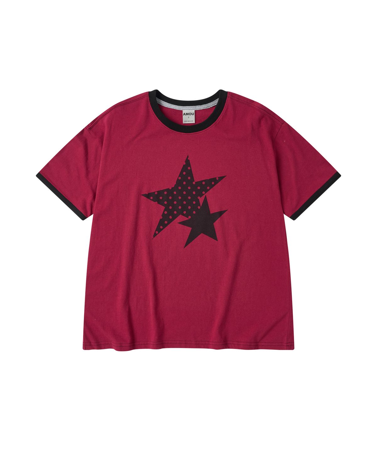 아모우(AMOU) Two Star Ringer T-shirts RED